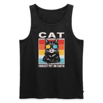Cat Coolest Pet On Earth Retro Sunglasses Funny - Männer Premium Bio Tank Top - Schwarz - Vorne - Michal (187cm)