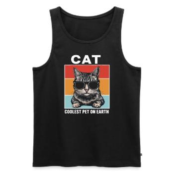 Cat Coolest Pet On Earth Retro Sunglasses Funny - Männer Premium Bio Tank Top - Schwarz - Vorne - Michal (187cm)