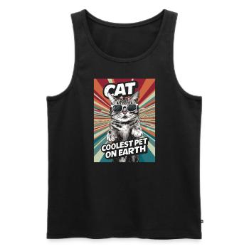 Cat Coolest Pet On Earth Retro Sunglasses Funny - Männer Premium Bio Tank Top - Schwarz - Vorne - Michal (187cm)