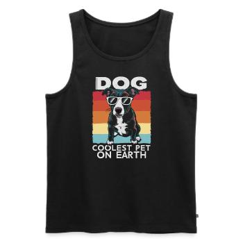 Chien Le Plus Cool Pet Sur Terre Lunettes De Soleil Rétro Drôle - Débardeur bio Premium Homme - noir - Devant - Michal (187cm)
