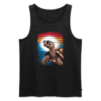 Tortoise Coolest Pet On Earth Retro Sunglasses - Men's Premium Organic Tank Top - black - Front - AI Model Male 178 light (178cm)