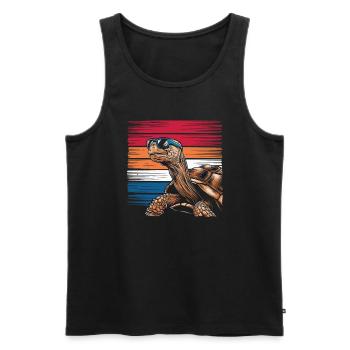 Tortoise Coolest Pet On Earth Retro Sunglasses - Men's Premium Organic Tank Top - black - Front - AI Model Male 178 light (178cm)