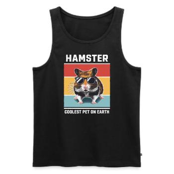Hamster Coolest Pet On Earth Retro Sunglasses - Men's Premium Organic Tank Top - black - Front - AI Model Male 178 light (178cm)
