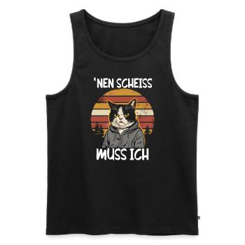 Funny cat saying: I have to give a shit - Men's Premium Organic Tank Top - black - Front - AI Model Male 178 light (178cm)