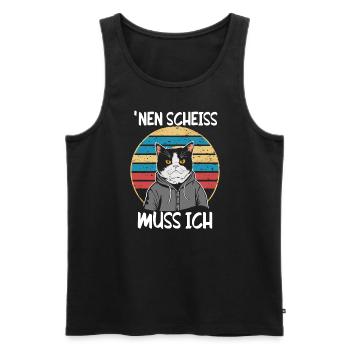 Funny cat saying: I have to give a shit - Men's Premium Organic Tank Top - black - Front - AI Model Male 178 light (178cm)