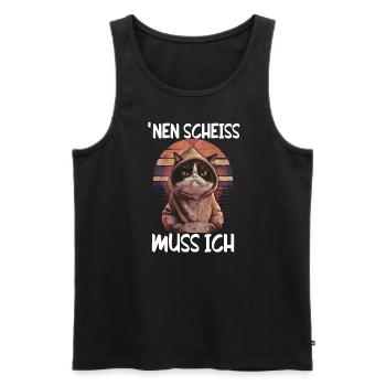 Funny cat saying: I have to give a shit - Men's Premium Organic Tank Top - black - Front - AI Model Male 178 light (178cm)