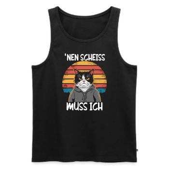 Funny cat saying: I have to give a shit - Men's Premium Organic Tank Top - black - Front - AI Model Male 178 light (178cm)