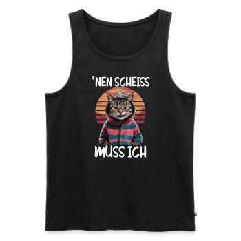 Funny cat saying: I have to give a shit - Men's Premium Organic Tank Top - black - Front - AI Model Male 178 light (178cm)