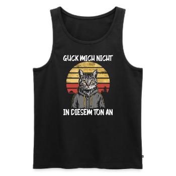 Lustiger Katzen Spruch Guck mich nicht in diesem - Männer Premium Bio Tank Top - Schwarz - Vorne - AI Model Male 178 light (178cm)
