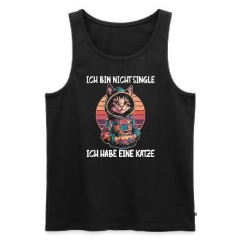 I'm not single I have a cat - Men's Premium Organic Tank Top - black - Front - Michal (187cm)
