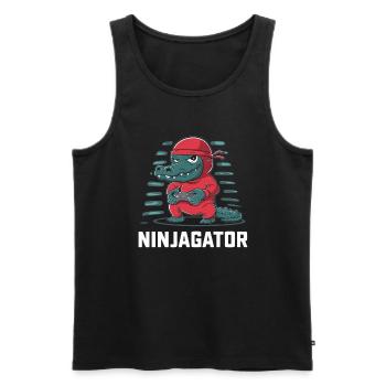 Ninja Alligator Gamer Fun Gaming Reptile Graphic - Men's Premium Organic Tank Top - black - Front - AI Model Male 178 light (178cm)