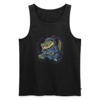 Ninja Alligator Gamer Fun Gaming Reptile Graphic - Men's Premium Organic Tank Top - black - Front - AI Model Male 178 light (178cm)