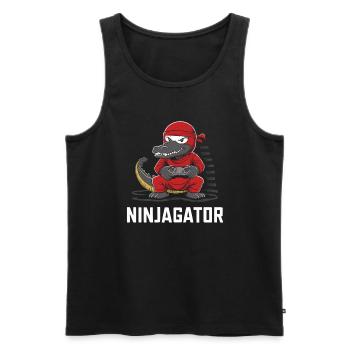 Ninja Alligator Gamer Fun Gaming Reptile Graphic - Men's Premium Organic Tank Top - black - Front - AI Model Male 178 light (178cm)