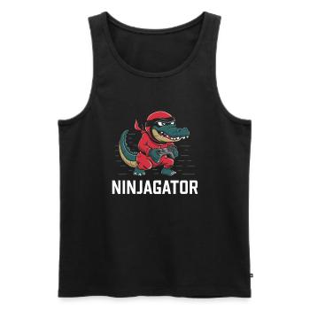 Ninja Alligator Gamer Fun Gaming Reptile Graphic - Men's Premium Organic Tank Top - black - Front - AI Model Male 178 light (178cm)