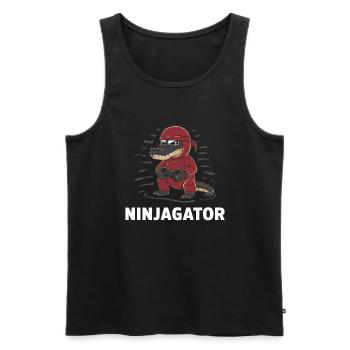 Ninja Alligator Gamer Fun Gaming Reptile Graphic - Men's Premium Organic Tank Top - black - Front - AI Model Male 178 light (178cm)