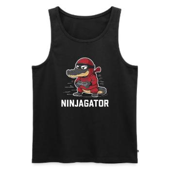 Ninja Alligator Gamer Fun Gaming Reptile Graphic - Men's Premium Organic Tank Top - black - Front - AI Model Male 178 light (178cm)