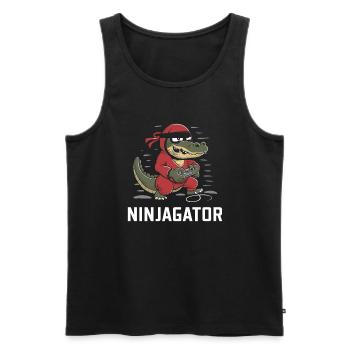 Ninja Alligator Gamer Fun Gaming Reptile Graphic - Men's Premium Organic Tank Top - black - Front - AI Model Male 178 light (178cm)