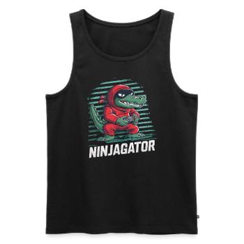 Ninja Alligator Gamer Fun Gaming Reptile Graphic - Men's Premium Organic Tank Top - black - Front - AI Model Male 178 light (178cm)