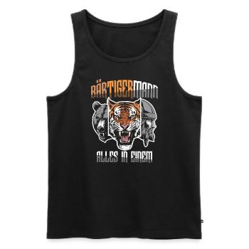 Homme barbu tout en un Viking - Débardeur bio Premium Homme - noir - Devant - AI Model Male 178 light (178cm)
