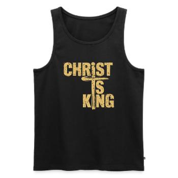 Le Christ est roi Foi chrétienne Religieux - Débardeur bio Premium Homme - noir - Devant - Michal (187cm)