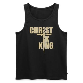 Le Christ est roi Foi chrétienne Religieux - Débardeur bio Premium Homme - noir - Devant - Michal (187cm)