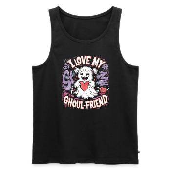 J’aime mon ami goule mignon fantôme Halloween - Débardeur bio Premium Homme - noir - Devant - Michal (187cm)