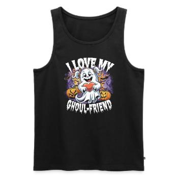 J’aime mon ami goule mignon fantôme Halloween - Débardeur bio Premium Homme - noir - Devant - Michal (187cm)