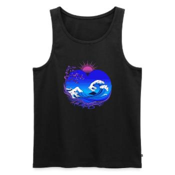 Big Wave Vaporwave Aesthetic 80s Anime Fashion - Männer Premium Bio Tank Top - Schwarz - Vorne - AI Model Male 178 light (178cm)