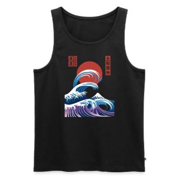 Big Wave Vaporwave Aesthetic 80s Anime Fashion - Männer Premium Bio Tank Top - Schwarz - Vorne - AI Model Male 178 light (178cm)