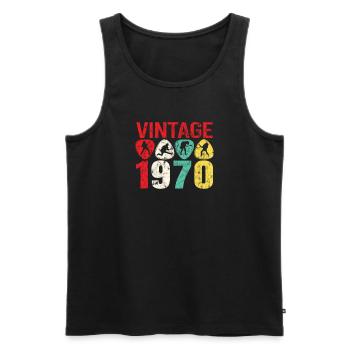 1970 Geburtstag Rock n Roll Vintage - Männer Premium Bio Tank Top - Schwarz - Vorne - Michal (187cm)