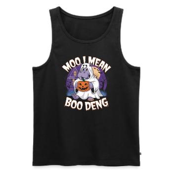 Drôle Hippopotame Halloween Fantôme Costume Boo Deng Jeu de mots - Débardeur bio Premium Homme - noir - Devant - Michal (187cm)
