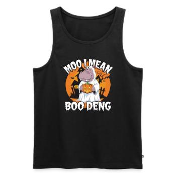 Funny Hippo Halloween Ghost Costume Boo Deng Pun - Men's Premium Organic Tank Top - black - Front - Michal (187cm)