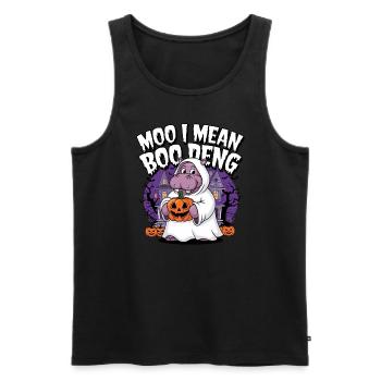Funny Hippo Halloween Ghost Costume Boo Deng Pun - Men's Premium Organic Tank Top - black - Front - Michal (187cm)