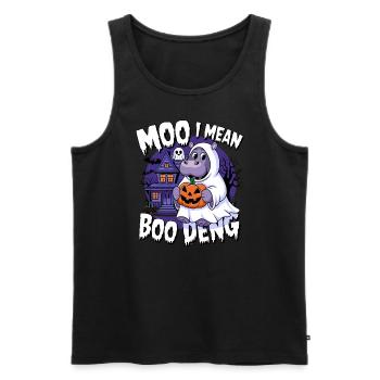 Drôle Hippopotame Halloween Fantôme Costume Boo Deng Jeu de mots - Débardeur bio Premium Homme - noir - Devant - Michal (187cm)