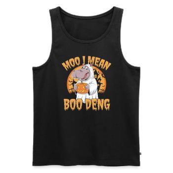 Funny Hippo Halloween Ghost Costume Boo Deng Pun - Men's Premium Organic Tank Top - black - Front - Michal (187cm)