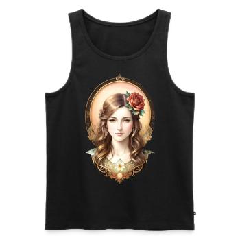Art Nouveau Woman with Rose - Vintage Portrait - Men's Premium Organic Tank Top - black - Front - Michal (187cm)