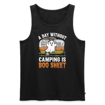 A Day Without Camping Is Boo Sheet Ghost Halloween - Männer Premium Bio Tank Top - Schwarz - Vorne - AI Model Male 178 light (178cm)