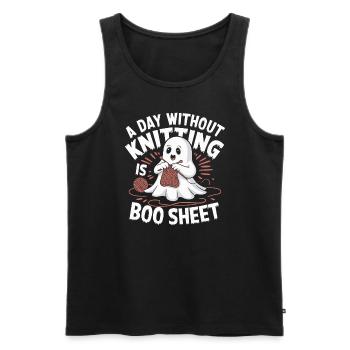 A Day Without Knitting Is Boo Sheet Ghost - Männer Premium Bio Tank Top - Schwarz - Vorne - AI Model Male 178 light (178cm)