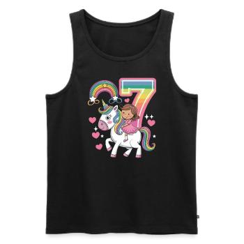 Cute 7th Birthday Unicorn Girl Riding Unicorn - Männer Premium Bio Tank Top - Schwarz - Vorne - Michal (187cm)