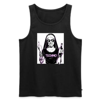 Rebellious Nun Techno Party Hardstyle - Débardeur bio Premium Homme - noir - Devant - AI Model Male 178 light (178cm)