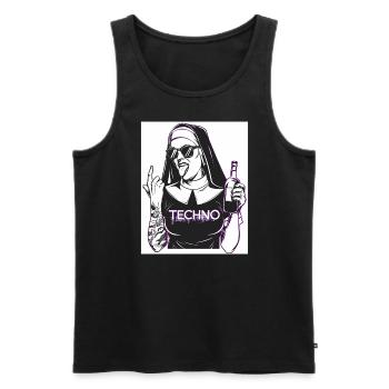 Rebellious Nun Techno Party Hardstyle - Débardeur bio Premium Homme - noir - Devant - AI Model Male 178 light (178cm)
