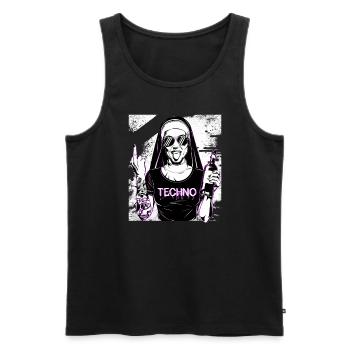Rebellious Nun Techno Party Hardstyle - Débardeur bio Premium Homme - noir - Devant - AI Model Male 178 light (178cm)