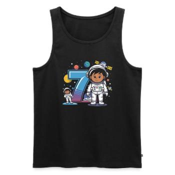 7th Birthday Astronaut Space Adventure for Boys - Men's Premium Organic Tank Top - black - Front - Michal (187cm)