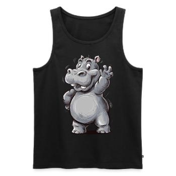 Niedliches Nipferd Baby mit Zung raus. Design - Männer Premium Bio Tank Top - Schwarz - Vorne - Michal (187cm)
