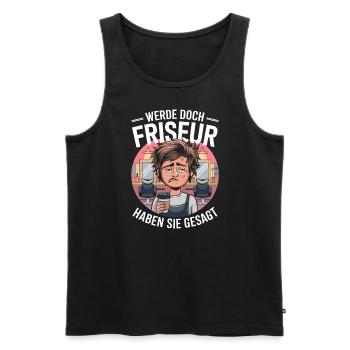 Become a Hairdresser Funny Hairdresser Saying - Men's Premium Organic Tank Top - black - Front - AI Model Male 178 light (178cm)