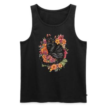 Katze Blumen - Männer Premium Bio Tank Top - Schwarz - Vorne - AI Model Male 178 light (178cm)