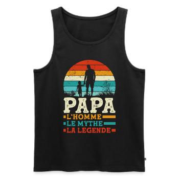 Papa l'homme le mythe la légende Cadeau - Débardeur bio Premium Homme - noir - Devant - Michal (187cm)