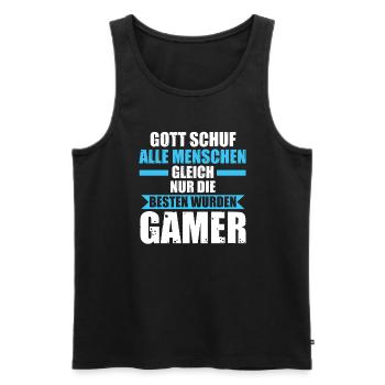 Gamers Gamer Spiel Geschenk - Männer Premium Bio Tank Top - Schwarz - Vorne - Michal (187cm)