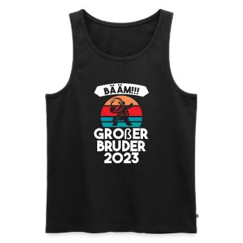 Großer Bruder 2023 Dabbing Grosser Bruder 2023 Ges - Männer Premium Bio Tank Top - Schwarz - Vorne - Michal (187cm)