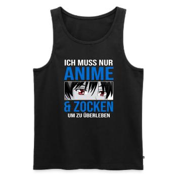Anime Boy Merch Japanisch Geschenk - Männer Premium Bio Tank Top - Schwarz - Vorne - Michal (187cm)